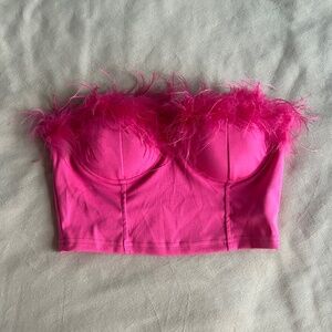 Pink feather crop top